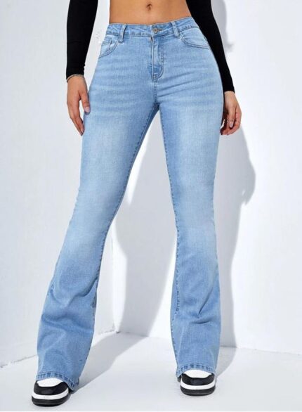 High Waist Slim-fit Stretch Flare Jeans