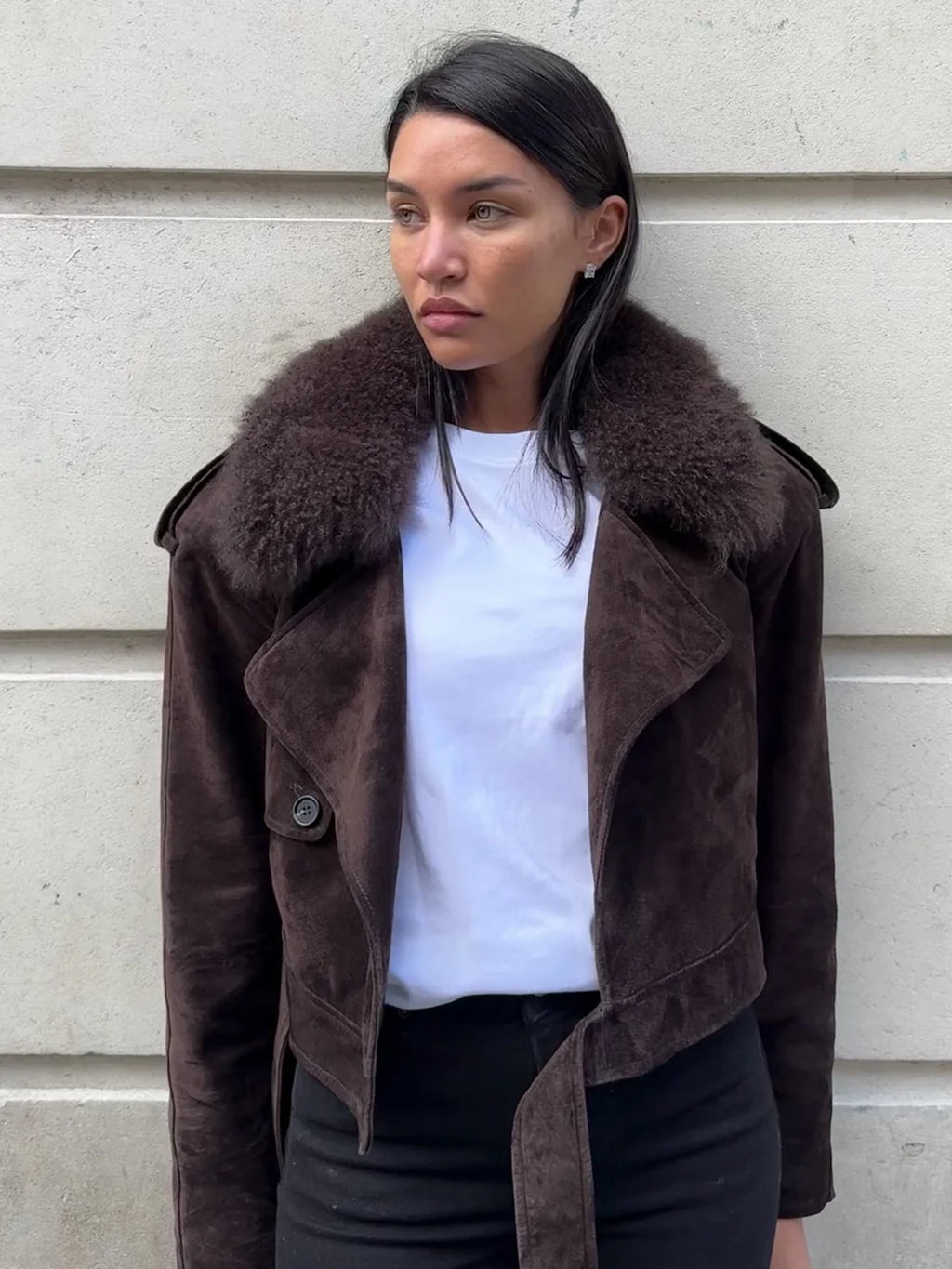 Kožešina Suede Cropped Jacket