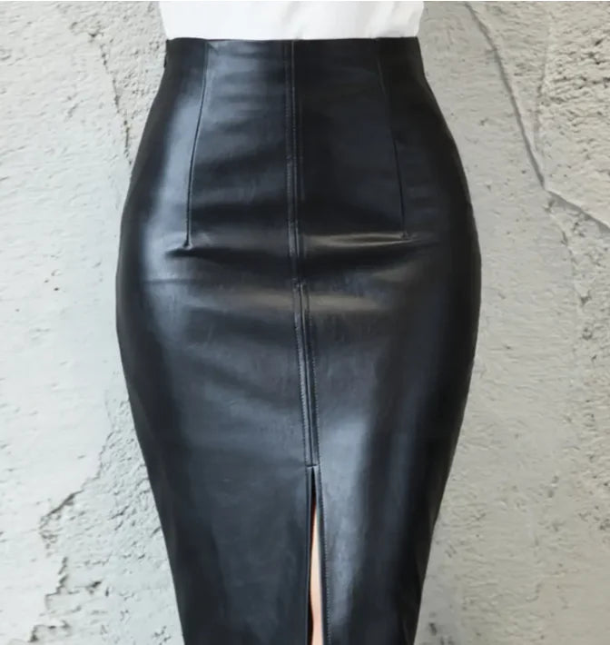 High Waist Bodycon Leather Skirt