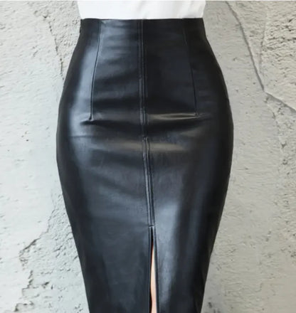 High Waist Bodycon Leather Skirt