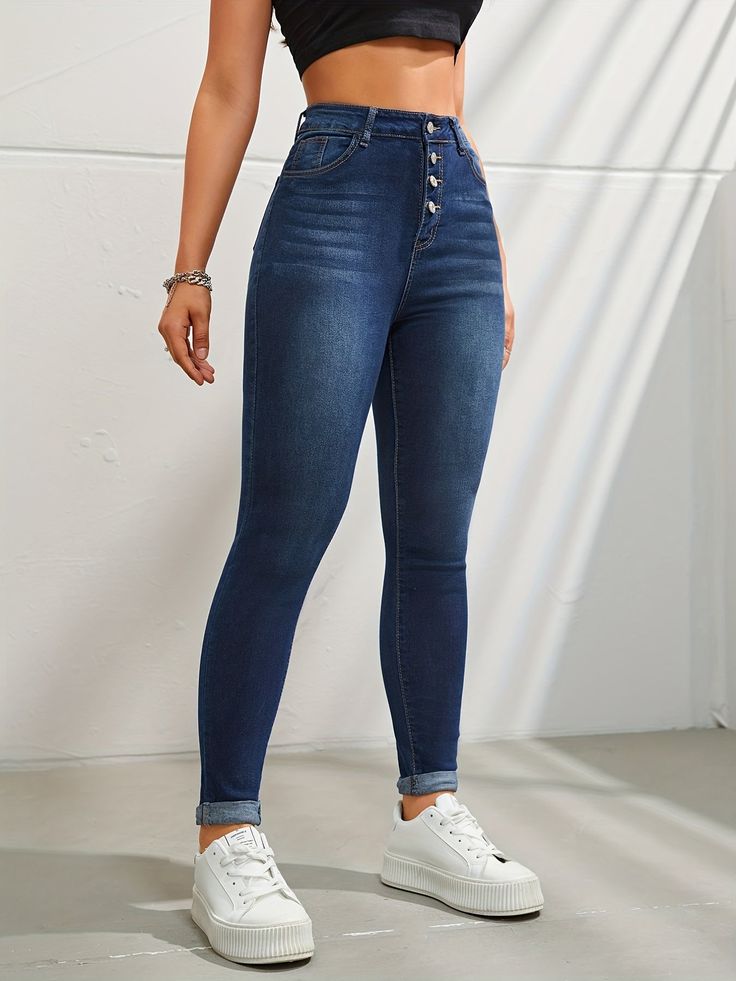 High Waist Stretch Slim Jeans