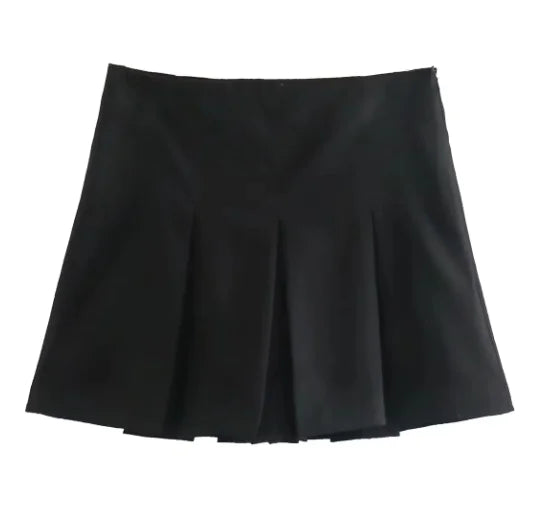 High Waist Pleated Mini Skirt