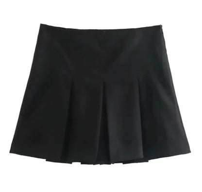 High Waist Pleated Mini Skirt