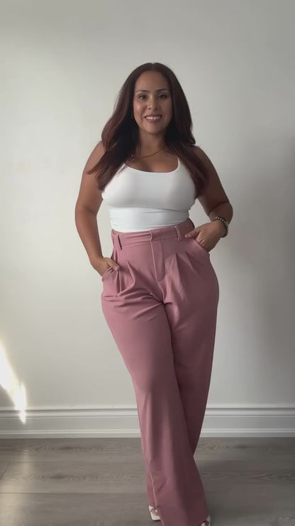 Solid Wide Leg Pants For Woman Work Business